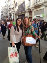 Carole interviewing woman in Istanbul